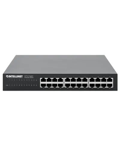 INTELLINET - 561273 - Switch Gigabit Ethernet de 24 puertos / 24 puertos RJ45 10/ 100/ 1000 Mbps, IEEE 802.3az Ethernet Eficiente en Energía, para Escritorio, para montaje en rack de 19"
