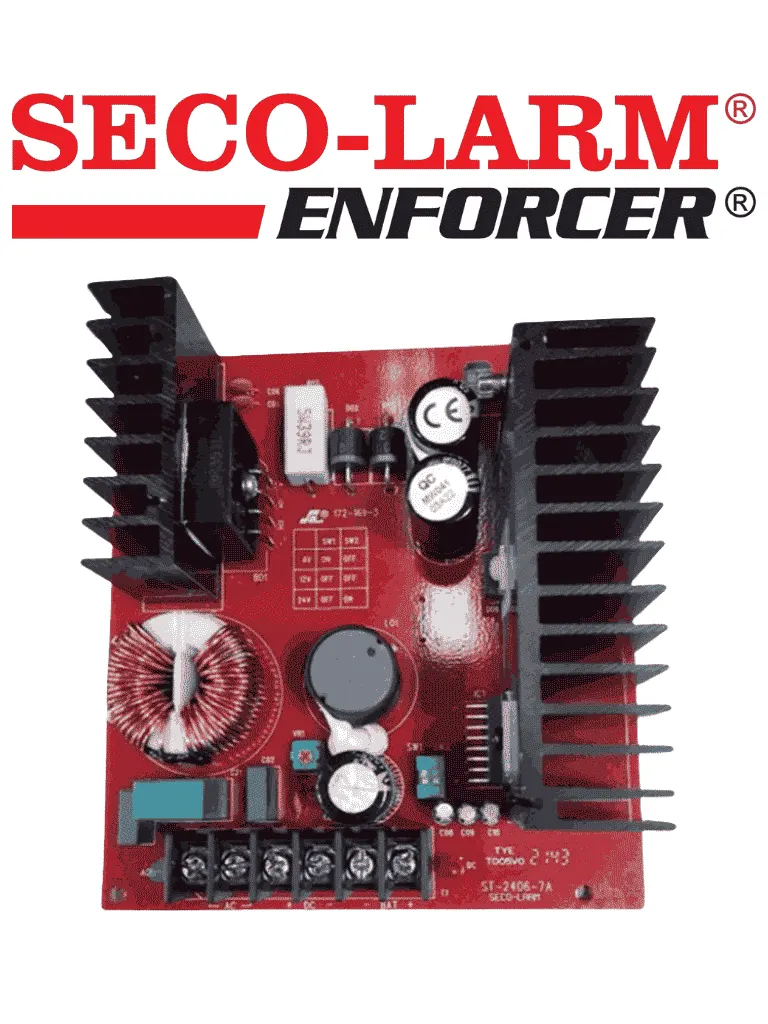 Seco-Larm ST24067AQ- Fuente de Poder con Cargador Batería 7 Amp 6/12/24 VCD