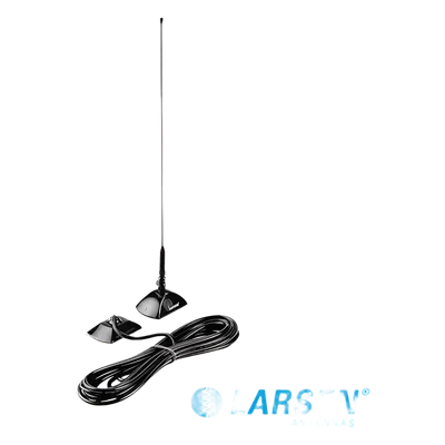 Antena Móvil VHF / 160-174 MHz / Montaje en Cristal / 1/2 Onda / Ganancia Unitaria / 100 W / Cable RG-58/U 4.2 m (14 ft)