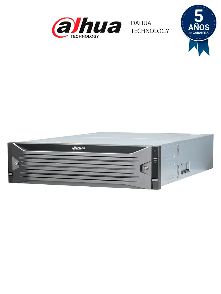 DAHUA DHI-EVS5124S Servidor IP de almacenamiento de 24 bahías y 320 canales, ofrece un potente procesador multinúcleo de 64 bits, 800 Mbps, RAID versátil, discos SATA Hot-Swap y fuente redundante 80PLUS Platino 1+1.