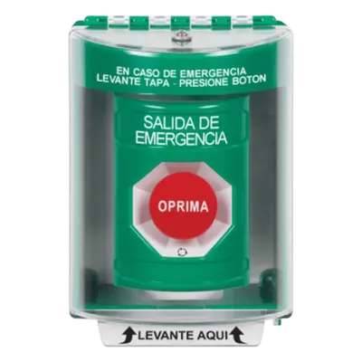 Botón de Salida de Emergencia / Acción Mantenida / Cubierta de Policarbonato / Bocina Integrada / Superficie con Espaciador