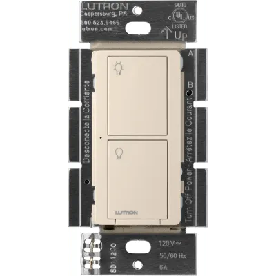 Interruptor On/Off / 6A / 120V~ / requiere neutro / RF 434MHz Clear Connect / Caseta Wireless / almendra claro