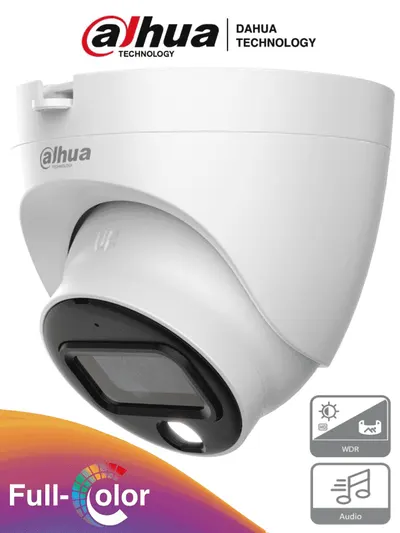 DAHUA HAC-HDW1239TLQN-A-LED - Camara Domo de 2 Megapixeles/ Full Color/ Lente de 2.8 mm/ 107 Grados de Apertura/ WDR Real de 130 dB/ 20 Metros de Iluminación/ Microfono Integrado/ IP67/ Facil Instalación/