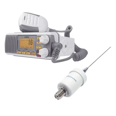 Radio marina UNIDEN UM385/KIT1600 de 25 W con GPS y antena