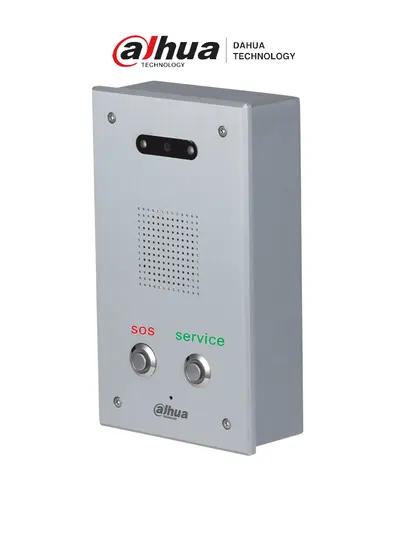 DAHUA DHI-VTA2302A - Intercomunicador de asistencia con cámara HD de 2.7" y 2MP CMOS para baja iluminación. Panel de aluminio anodizado con visión nocturna automática. Incluye botón SOS para llamadas de emergencia.