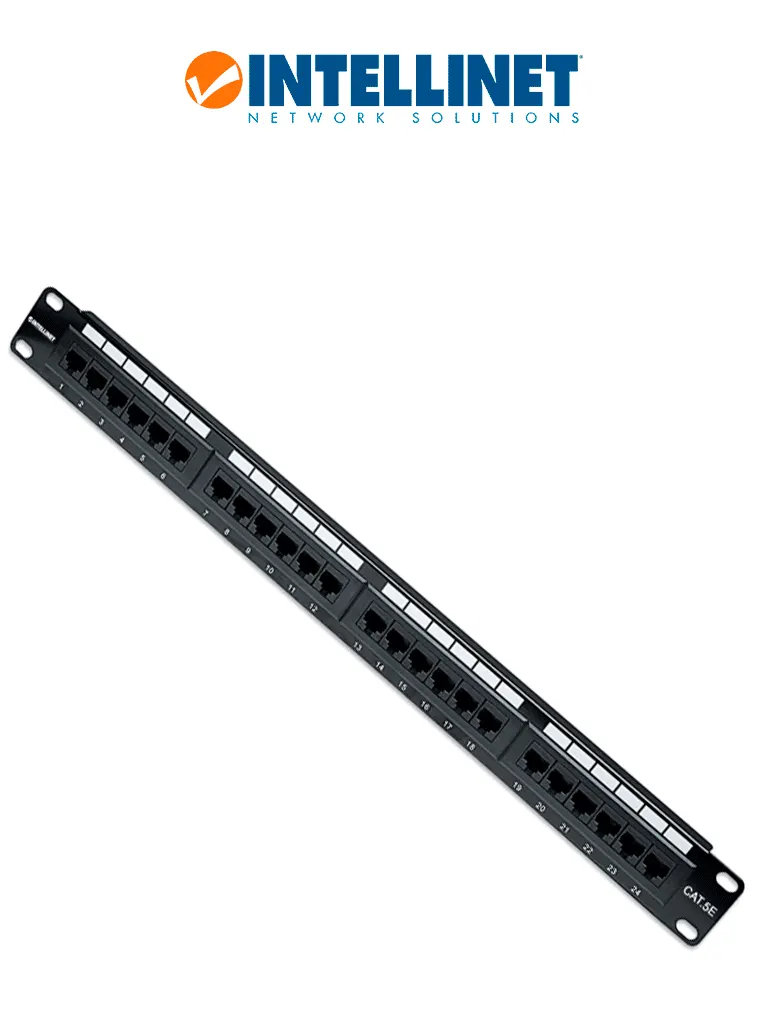 Panel de parcheo INTELLINET 513555 Cat5e de 24 puertos para rack