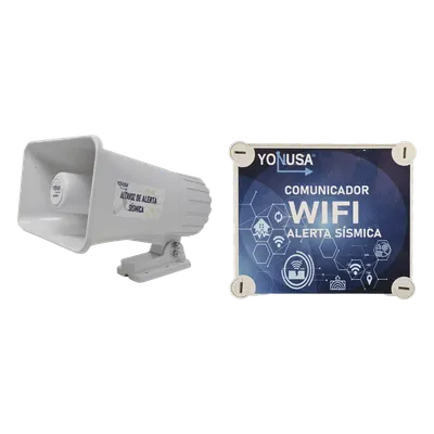 Kit de Alertamiento Sísmico / Audio Oficial SASMEX 120 dB / Receptor Wi-Fi / Replicación a Sirena y App Móvil / 12 VCD