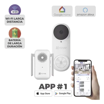 Videoportero Wi-Fi EZVIZ CS-DB2KIT con cámara de 3 MP y batería recargable