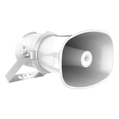 Altavoz IP Tipo Trompeta | 7 Watts | PoE+ | Integración con Hik-Central Professional | Reproducción de Audio vía Red | IP67 | Salida de 12 VCD | Metal | compatible con Hik-Connect