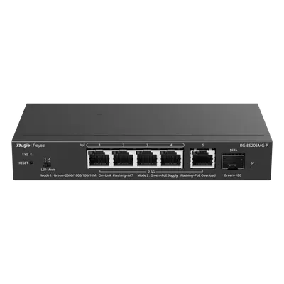 Switch administrable RUIJIE RG-ES206MG-P con PoE+ y puertos 2.5Gb