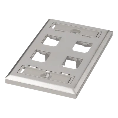 Placa de pared PANDUIT CFPL4SY de acero inoxidable, 4 puertos