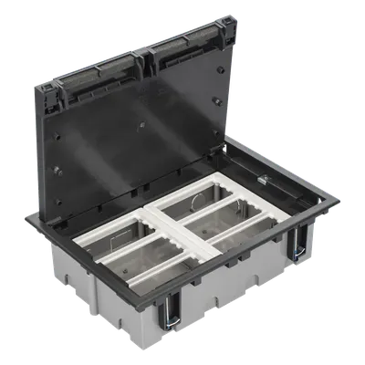 Caja de Piso Falso / 6 Módulos Dobles / Profundidad Ajustable 90-120 mm (3.54-4.72 in) / Tapa Embellecedora / IK08 / +125 °C