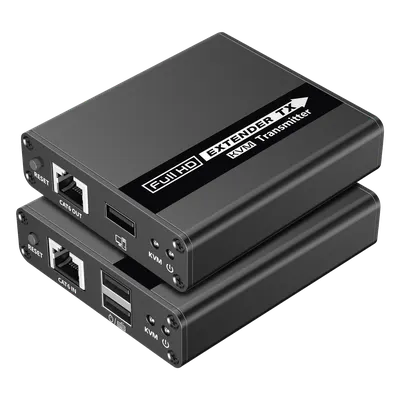 Kit extensor KVM (HDMI y USB) | 40m a 4k@30Hz  | 70m a 1080P@60Hz | Cat 6, 6a y 7 | CERO LATENCIA | HDR | Salida Loop | Salida de audio de 3.5mm |