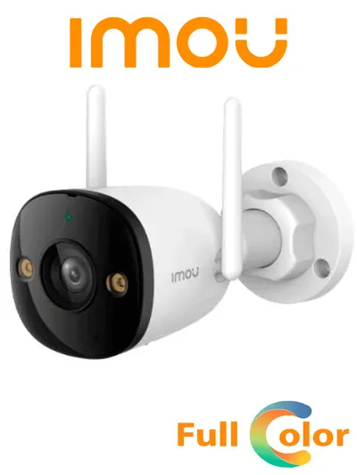 IMOU Bullet 2E 3Mp (IPC-K3DN-3H0WF) - Cámara IP Bullet WiFi de 3MP cuenta con micrófono integrado, 102° de visión, H.265, lente de 2.8mm, detección de humanos, IR 30m, IP67 y ranura MicroSD.