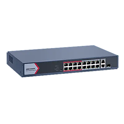 Switch PoE+ Hikvision DS-3E1318P-EI/M de 16 puertos y alcance extendido