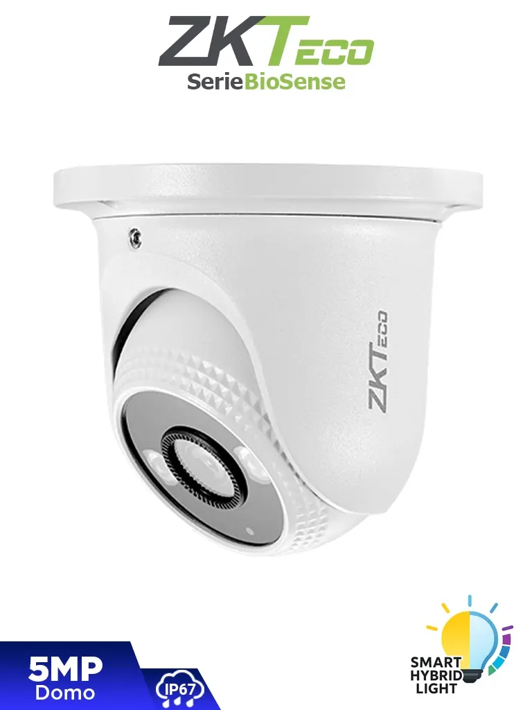 Cámara IP domo ZKTeco ES-855P31C-S8-MI-S-HL de 5 MP con visión híbrida