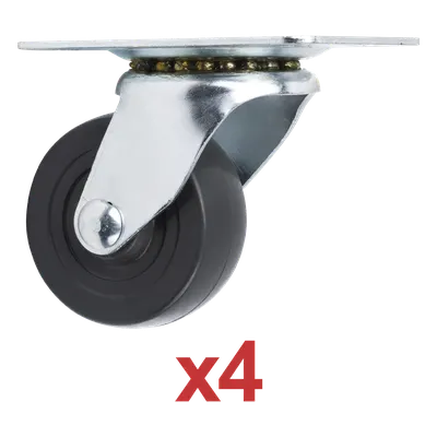 Kit de Ruedas Locas para Racks / 2.5 in (6.35 cm) / Carga 125 lb por Rueda / Base 3 7/8 x 2 3/4 in (9.8 x 7 cm) / Altura 3.25 in (8.25 cm)