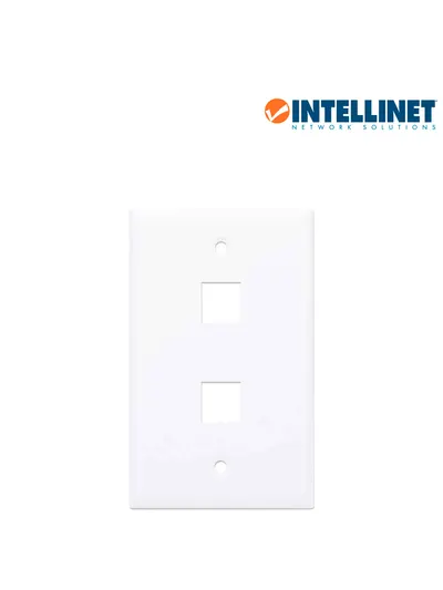 Placa de pared INTELLINET 163293 blanca para 2 conectores Keystone