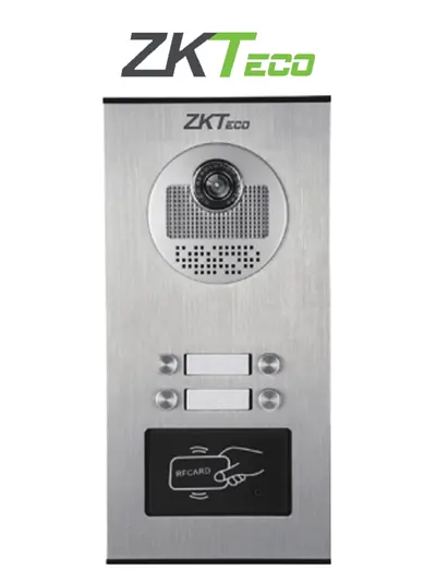ZKTECO VE04A01 - Videoportero Departamental para 4 monitores / Cámara  de 700TVL / Ángulo de Visión 92° / Visión Nocturna / Apertura de Puerta con Tarjeta RFID/ IP54