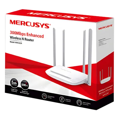 Router Mercusys MW325R con Wi-Fi N de 300 Mbps y 4 antenas