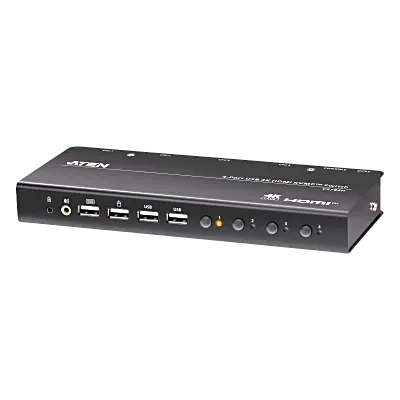 Switch KVM HDMI / 4 Puertos / 4K DCI 60 Hz / USB 2.0 / Audio 3.5 mm / Hotkeys / Selector Remoto