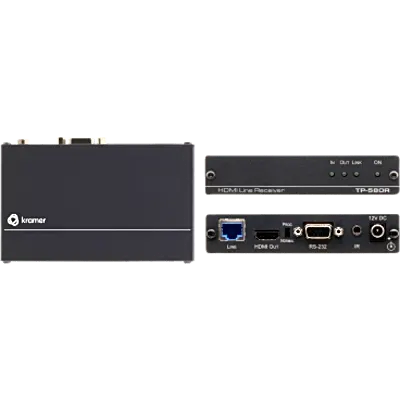 Receptor HDBaseT / 4K60 4:2:0 / HDMI 2.0 / HDCP 2.2 / RS-232 e IR Bidireccional / Extensión 40 m (130 ft) 4K / 70 m (230 ft) Full HD / I-EDIDPro