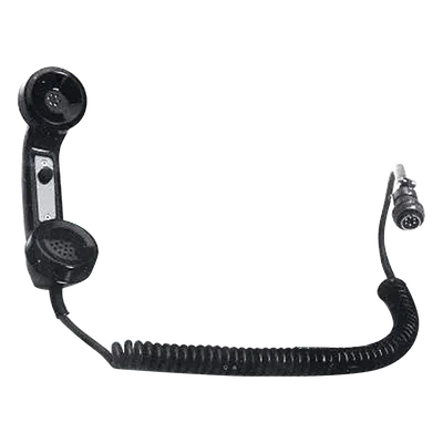 Auricular tipo telefónico / Botón PTT rudo / Cable espiral 4.8m (15.7 ft) / Conector AAR / Receptor dinámico / Transmisor carbón preamplificado