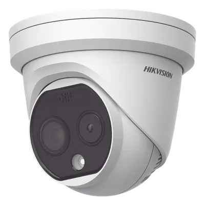 Turret IP Dual / Térmica 1.8 mm (160 x 120) / Óptico 2 mm (4 Megapixel) / Detección de Personas 53 mts / 15 mts IR / Exterior IP67 / PoE / Termométrica / Detección de Temperatura / Sirena y Luz / Micro SD 32 GB Incluida 