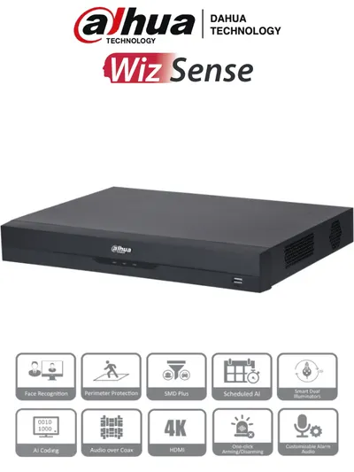 DAHUA XVR5232AN-I3 - DVR de 32 Canales de 5 Megapixeles Lite/ WizSense/ H.265+/ 2 Bahías de Discos Duros/ Hasta 32 Canales IP/ 2 Ch de Reconocimiento Facial/ SMD Plus/ Codificación IA/ Onvif/ Funciones IoT&POS/ Audio Bidireccional/