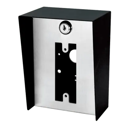Gabinete para Montaje en Poste / Carcasa de Acero con Pintura en Polvo / Placa Frontal de Acero Inoxidable con Bisagra / IP65 Impermeable / 128x170x94 mm (5.0x6.7x3.7 in)