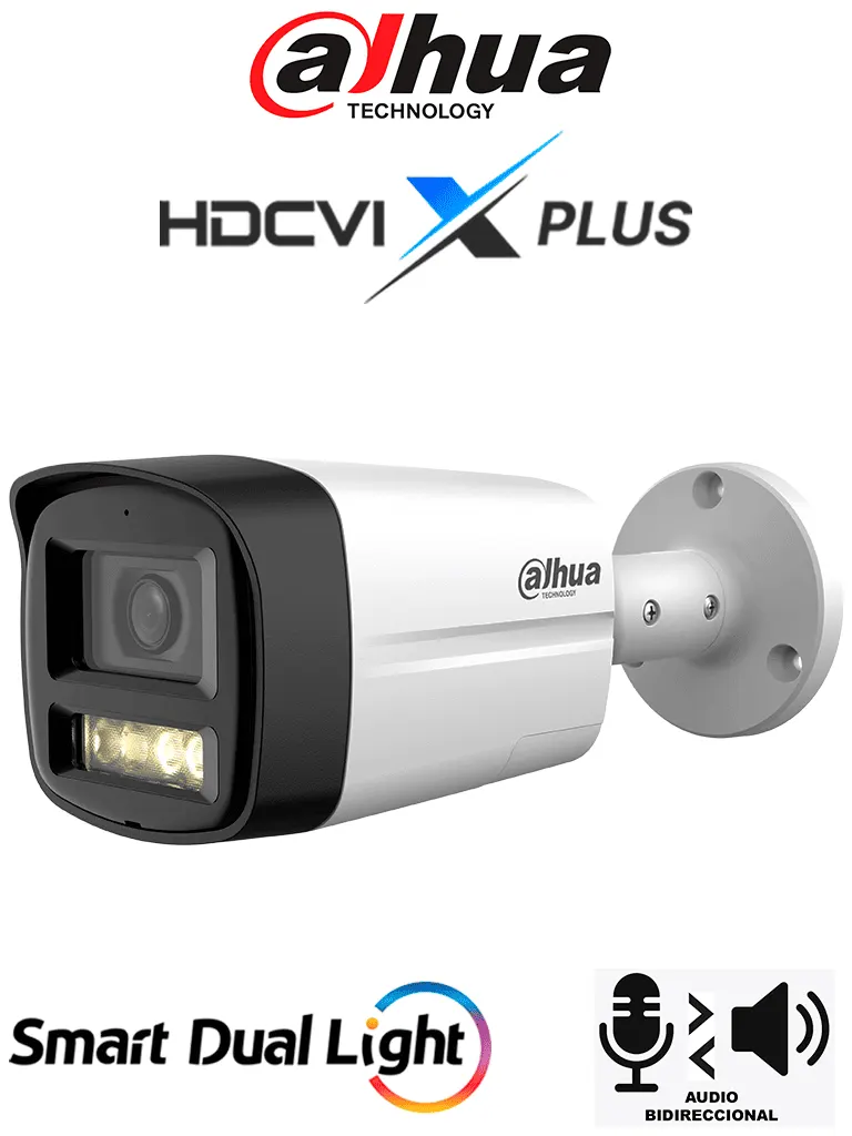 Cámara bullet Dahua DH-HAC-HFW1500TLMN-IL-T de 5 MP con audio bidireccional