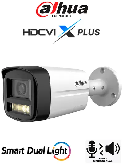 Cámara bullet Dahua DH-HAC-HFW1500TLMN-IL-T de 5 MP con audio bidireccional