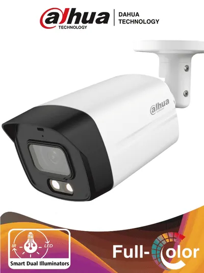 DAHUA HAC-HFW1239TLMN-IL-A - Camara Bullet de 2 Megapixeles/ Iluminador Dual Inteligente + Full Color/ Lente de 2.8 mm/ 107 Grados de Apertura/ Microfono Integrado/ 40 Metros de Iluminación IR y Visible/ WDR Real de 130 dB/ IP67/