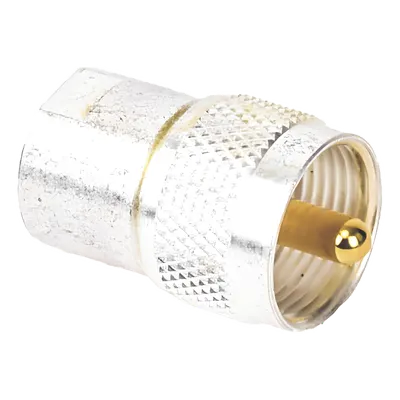 Adaptador Coaxial / Hembra UNIDAPT a Macho UHF PL-259 / Bronce Chapado Plata / Contactos Oro / Dieléctrico Teflón