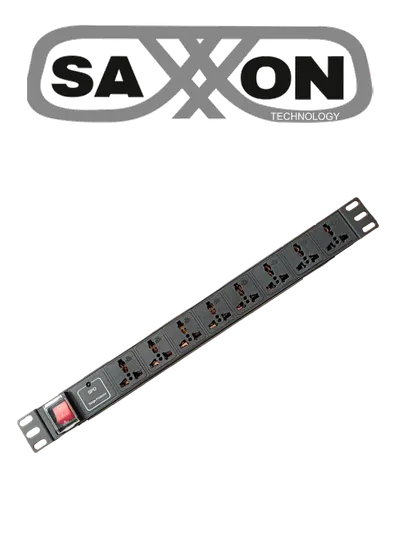 SAXXON SXPDU8P10A - Barra PDU con 8 Contactos Individuales , 10 Amp , 120V , 1UR, Protección contra rayos , Aleación de Aluminio
