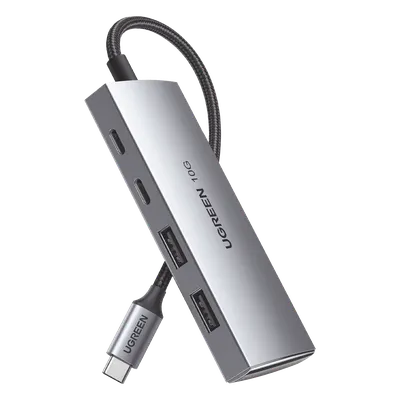 HUB USB-C 3.2 Gen 2 / 4 Puertos / 10 Gbps / Aluminio / Nylon Trenzado / Multiplataforma