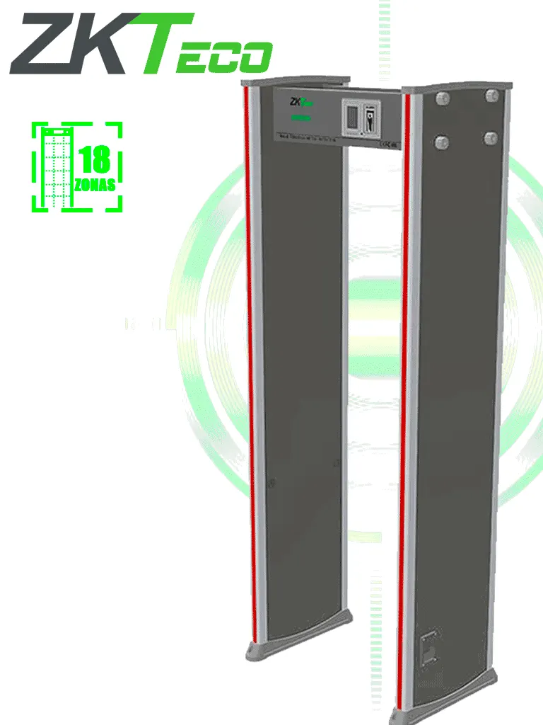 Arco detector de metales ZKTeco ZK-D2180 de 18 zonas y pantalla LCD