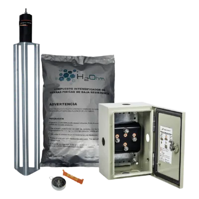 Kit de puesta a tierra / 70 A / Electrodo acero inoxidable / Filtro / Acoplador 1500 A / Gabinete NEMA 4 / 20x30x12 cm (7.9x11.8x4.7 in)