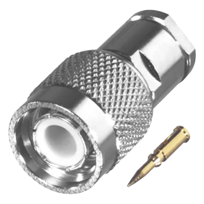 Conector TNC Macho / Rosca Sin Herrajes / RG-58/U LMR-195 / Bronce Niquelado / Aislante Delrin