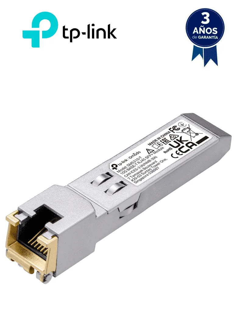 Transceptor SFP+ TP-Link SM5310-T con conexión RJ45 de hasta 10 Gbps