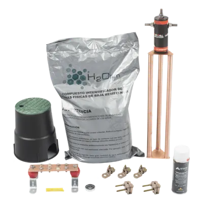 Kit de Puesta a Tierra / 30 A / Resistencia < 2 Ω / Electrodo Magnetoactivo / Compuesto Higroscópico