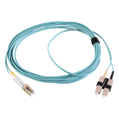Jumper de Fibra Óptica Multimodo 50/125 OM3 / LC-SC Duplex / OFNR / Aqua / 1 Metro (3.28 Pies)