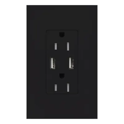Tomacorriente de Pared / 15 A / 2 Puertos USB Tipo A / 3.8 A / Resistente a Manipulaciones / Color Midnight
