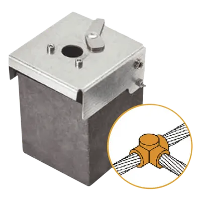 Soldadura Exotérmica / Unión T Horizontal / 1/0 AWG (50 mm²) / 50 Soldaduras / Grafito con Tapa Electrogalvanizada