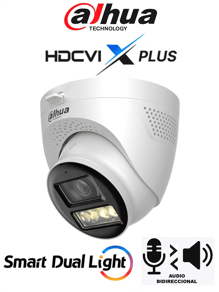 Cámara domo Dahua DH-HAC-HDW1801TQN-IL-T 4K con audio bidireccional