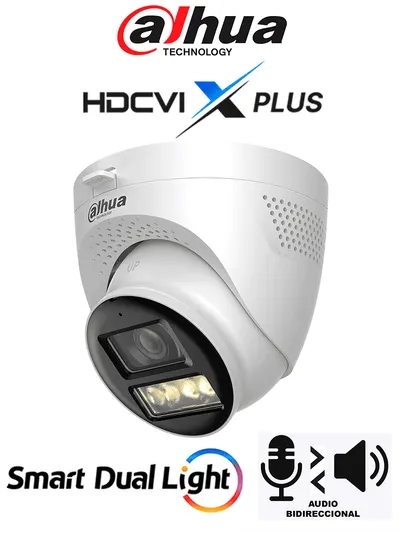 Cámara domo Dahua DH-HAC-HDW1801TQN-IL-T 4K con audio bidireccional