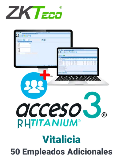 ZK ACCESO TITANIUM50EMPADD - Licencia para agregar un bloque de 50 empleados adicionales / Vitalicia