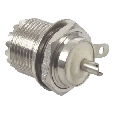 Conector UHF Hembra / Montaje Frontal D Plano / Cuerpo Níquel / Contacto Plata / Aislante Teflón