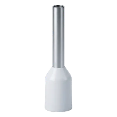 Conector Ferrule / 22 AWG / 0.5 mm² / Latón Estañado / PVC Blanco / Conductor 8 mm / 25 Piezas