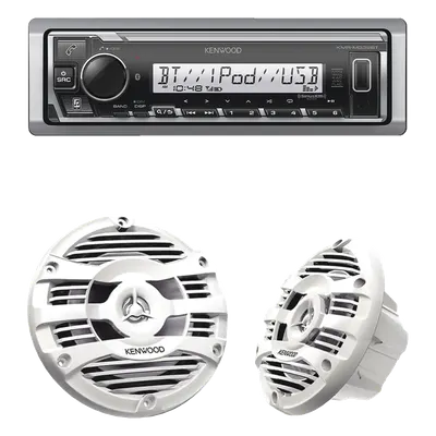 Kit Estéreo Marino Bluetooth / 50 W RMS por Canal / Bocinas 6.5' (16.5 cm) / Tweeter 1' (2.54 cm) / Ecualizador 13 Bandas / USB y Auxiliar Frontal